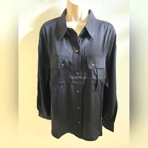 NWT Banana Republic Ladies Black Long Button-Up Shirt